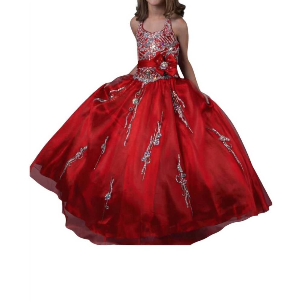 NEW LITTLE ROSIE girl's sleeveless maxi dress in red